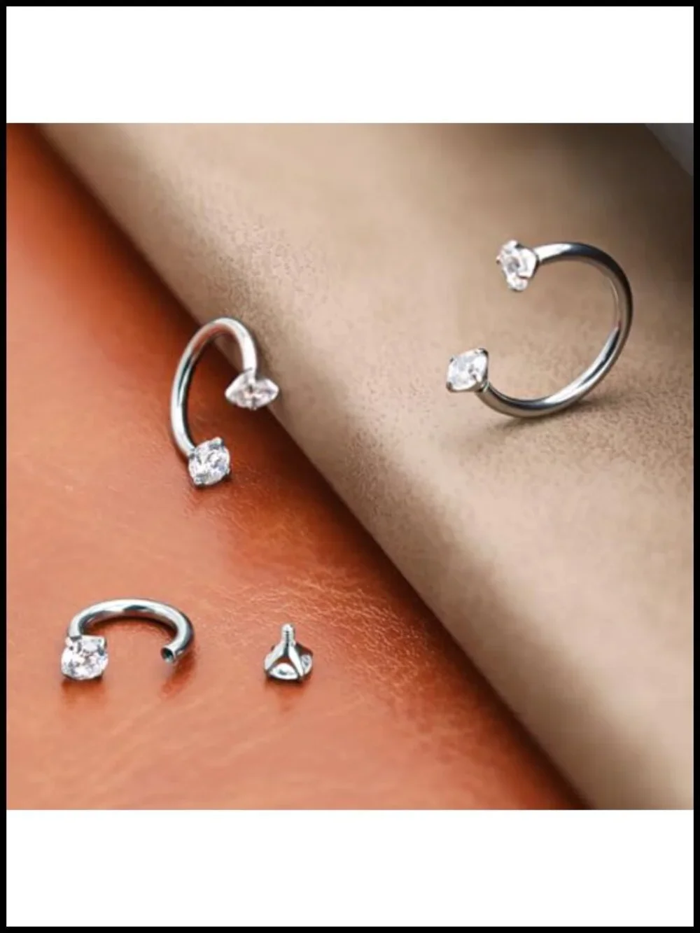 ASTM F136 Titanium Horseshoe Nose Ring 16G Internally Threaded CZ